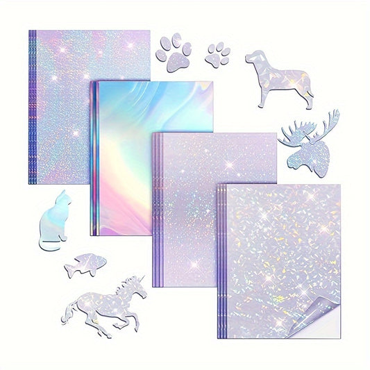 10 Sheets Holographic Sticker Paper A4 Self Adhesive Waterproof Film