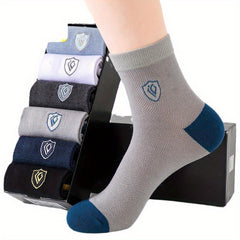 Men's Block Crew Socks Breathable Comfy Casual Unisex Socks