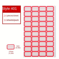50 Sheets Adhesive Label Stickers - Easy Marking & Classification - 1200 Pieces