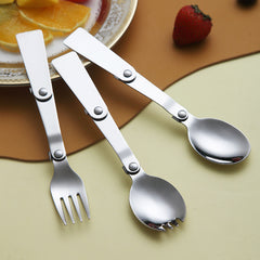 Outdoor Camping Portable Stainless Steel Folding Spoon with Storage Box