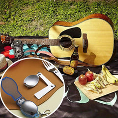 Outdoor Camping Portable Stainless Steel Folding Spoon with Storage Box