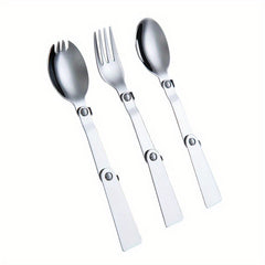 Outdoor Camping Portable Stainless Steel Folding Spoon with Storage Box