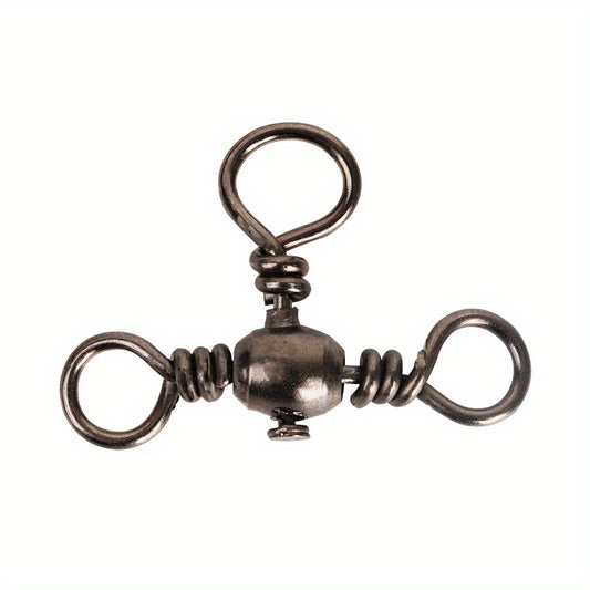 20pcs Stainless Steel 3 Way Fishing Connector Bearing Rolling Swivel