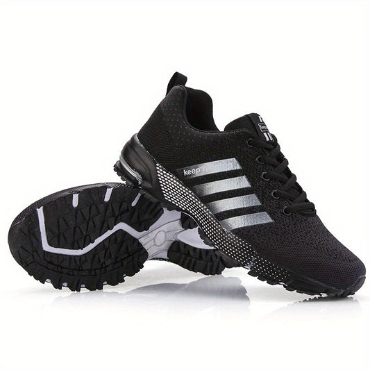 Stripe Letter Athletic Running Shoes Air Cushion Mesh Sneakers