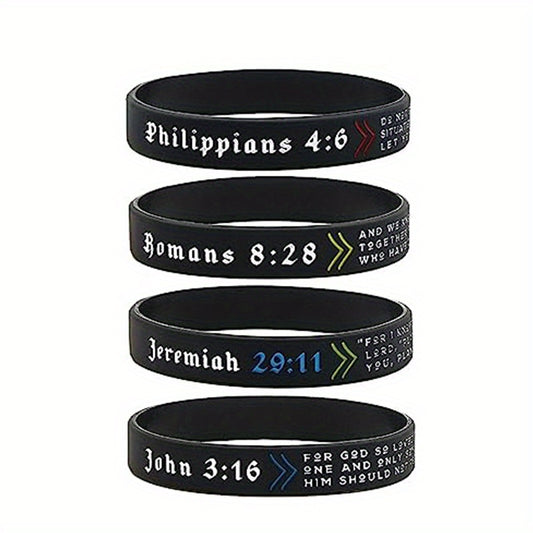 Religious Silicone Bracelet Set - Sporty Style Rubber Wristbands