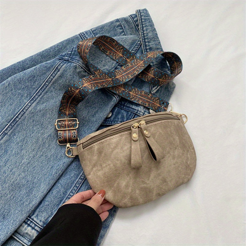 Bohemian Retro Chest Bag Wide Strap Crossbody Bag