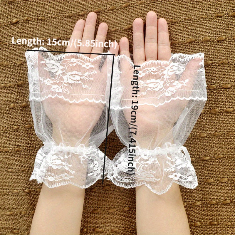 Vintage Short Mesh Gloves Bridal Bridesmaid Lace Sleeve