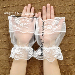 Vintage Short Mesh Gloves Bridal Bridesmaid Lace Sleeve