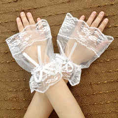 Vintage Short Mesh Gloves Bridal Bridesmaid Lace Sleeve