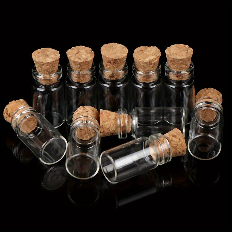 10pcs 1:12 Dollhouse Glass Bottles with Cork Stoppers, Mixed Colors