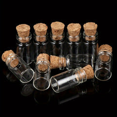 10pcs 1:12 Dollhouse Glass Bottles with Cork Stoppers, Mixed Colors