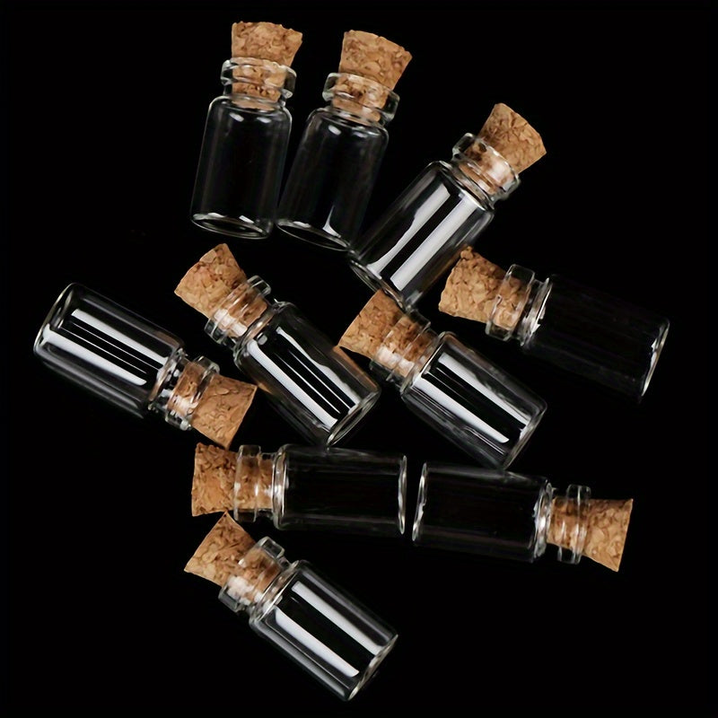10pcs 1:12 Dollhouse Glass Bottles with Cork Stoppers, Mixed Colors