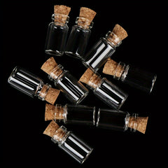 10pcs 1:12 Dollhouse Glass Bottles with Cork Stoppers, Mixed Colors