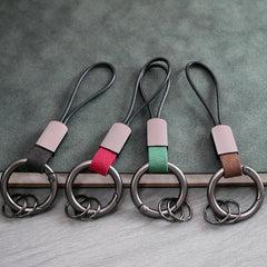 Durable Faux Leather Keychain for Backpacks - Wear-resistant Key Ring