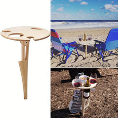 Portable Picnic Camping Wine Glass Holder Foldable Wooden Wine Rack