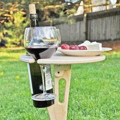 Portable Picnic Camping Wine Glass Holder Foldable Wooden Wine Rack