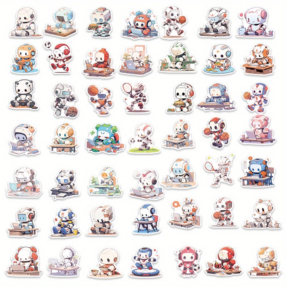 50pcs Cartoon Robot Waterproof Doodle Laptop Sticker