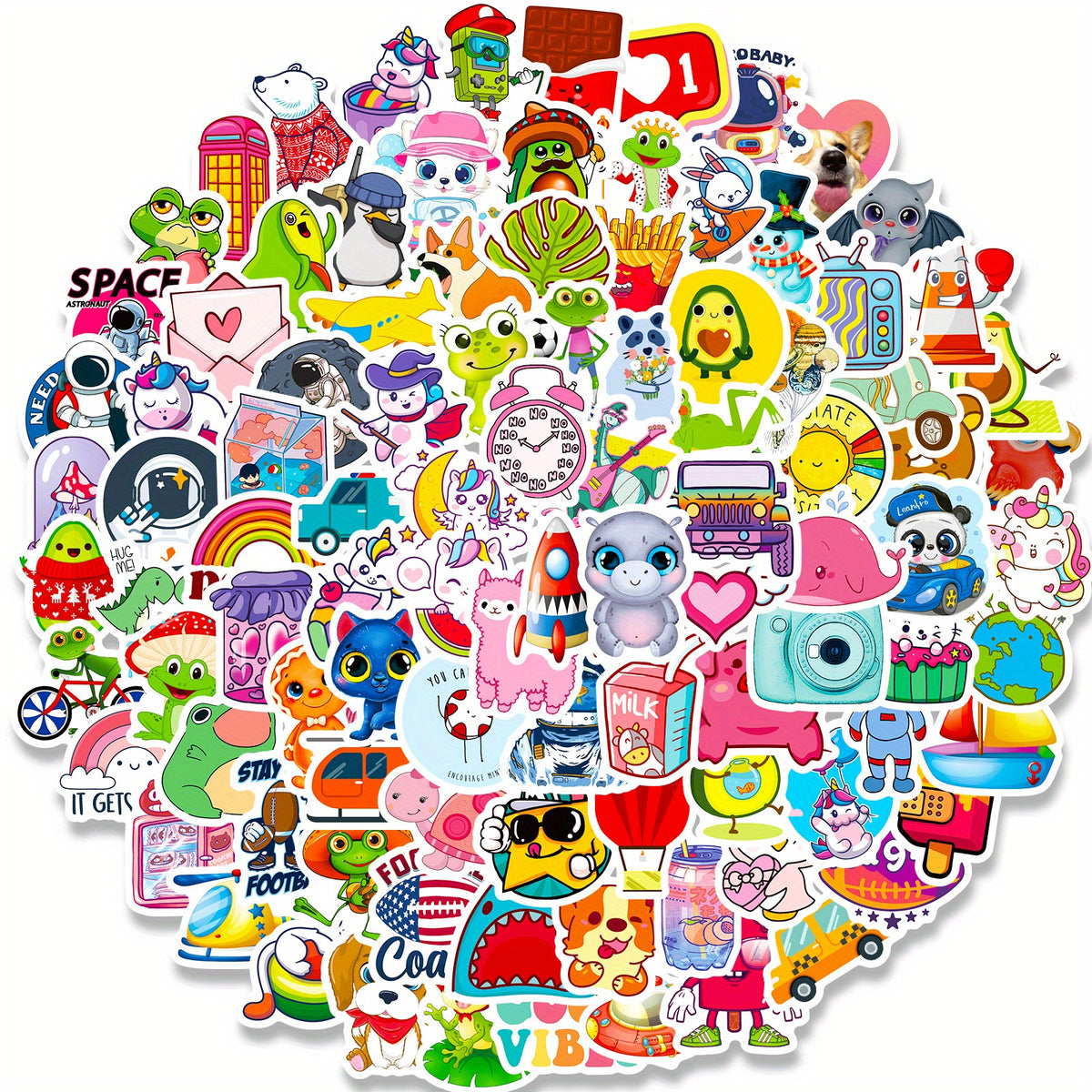 100pcs Waterproof Doodle Stickers for Laptop Phone Guitar Cup Travel