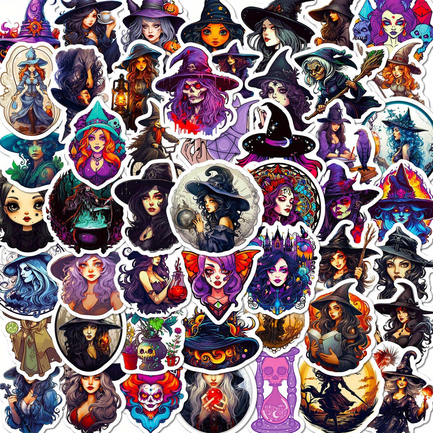 50pcs Witch Gothic Waterproof Doodle Sticker Laptop PC Tablet Mobile Waterproof