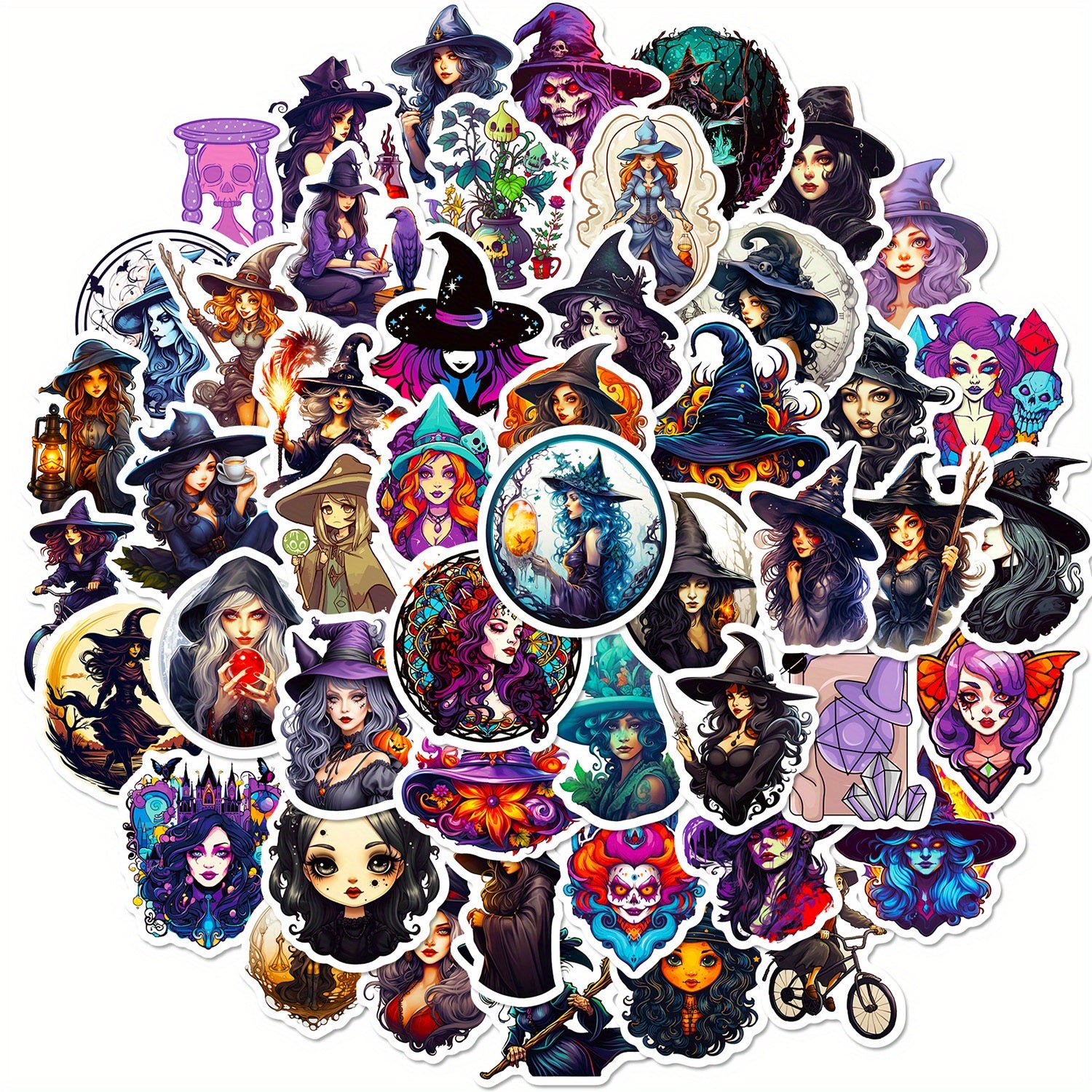 50pcs Witch Gothic Waterproof Doodle Sticker Laptop PC Tablet Mobile Waterproof