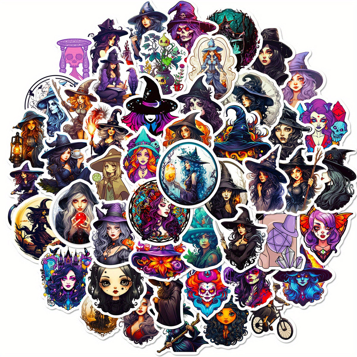 50pcs Witch Gothic Waterproof Doodle Sticker Laptop PC Tablet Mobile Waterproof