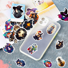 50pcs Witch Gothic Waterproof Doodle Sticker Laptop PC Tablet Mobile Waterproof