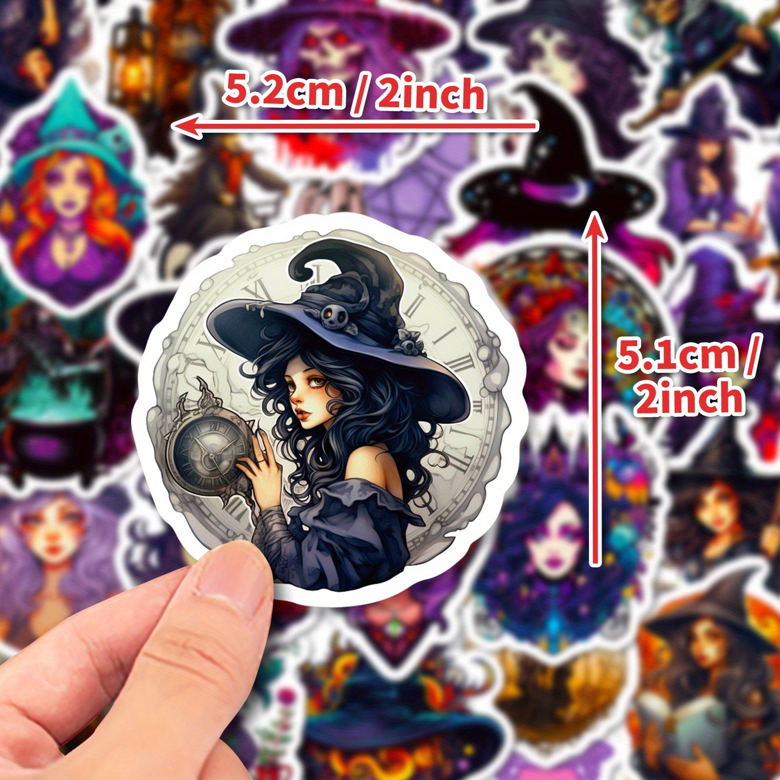 50pcs Witch Gothic Waterproof Doodle Sticker Laptop PC Tablet Mobile Waterproof