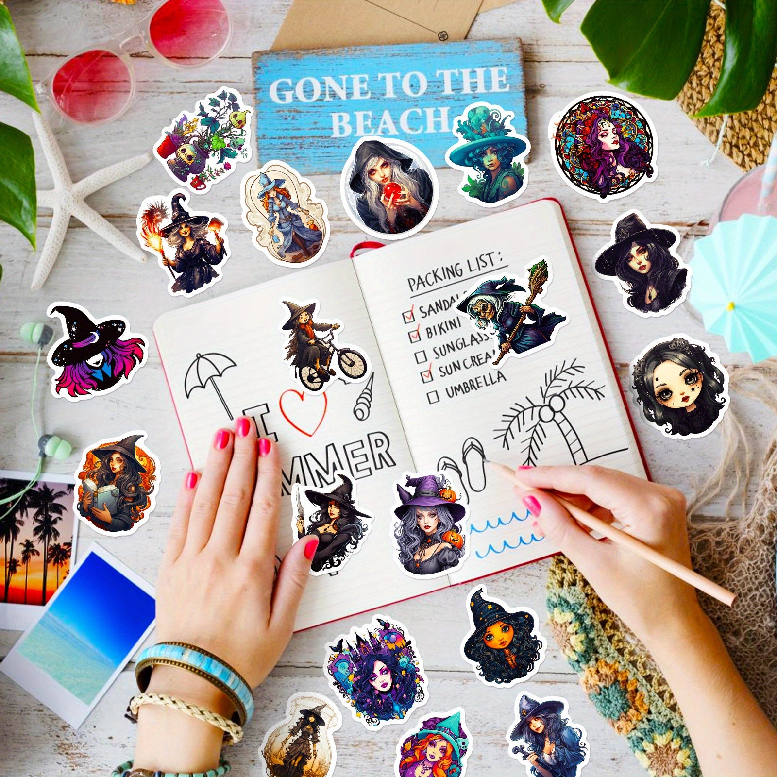 50pcs Witch Gothic Waterproof Doodle Sticker Laptop PC Tablet Mobile Waterproof