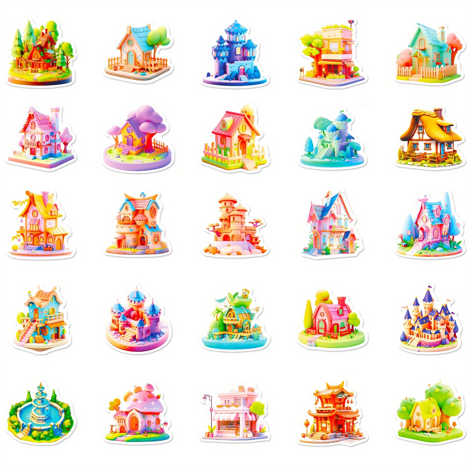 50pcs 3D Scene Waterproof Doodle Sticker Laptop Tablet Mobile Guitar Desktop Cup