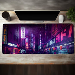 Cyberpunk Street Large Gaming Mouse Pad Desk Mat - Purple