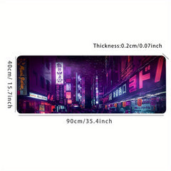 Cyberpunk Street Large Gaming Mouse Pad Desk Mat - Purple