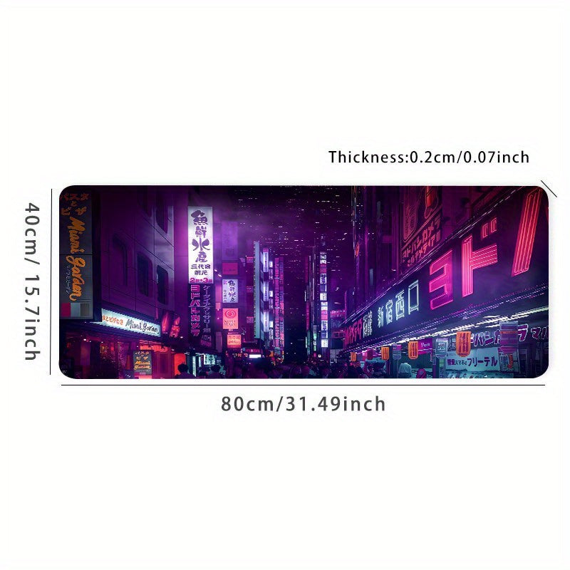 Cyberpunk Street Large Gaming Mouse Pad Desk Mat - Purple