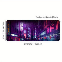Cyberpunk Street Large Gaming Mouse Pad Desk Mat - Purple