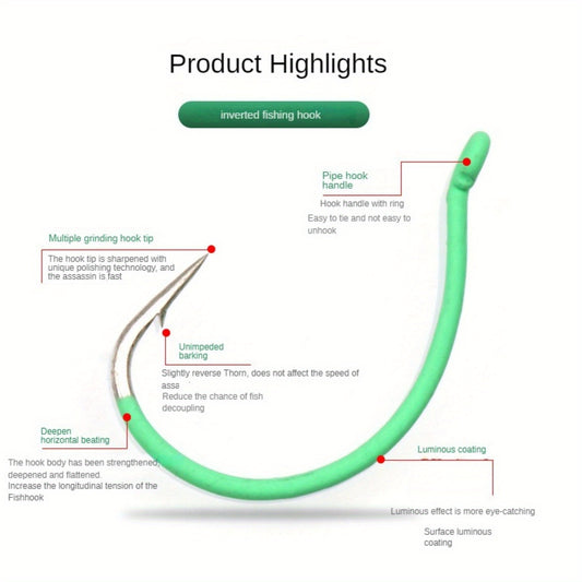 10pcs Luminous Fishing Hook Soft Worm Hook Barbed Hook For Boat Fishing