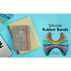 10 Large Silicone Rubber Bands Multicolor Wrapping Bands for Office