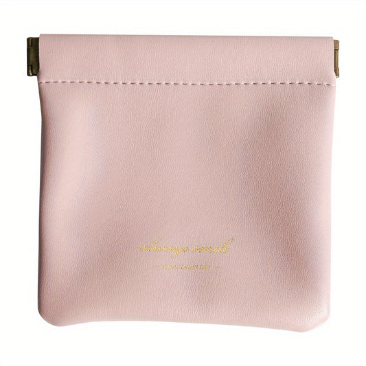 Solid Faux Leather Coin Purse Mini Cosmetic Bag Headphone Lipstick Storage Bag