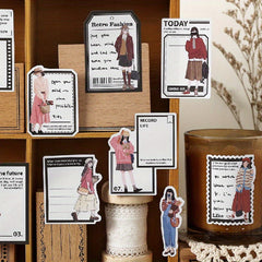 6pcs Literary Style Stickers Meeting Record Dressing Pattern for DIY Journal