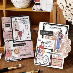 6pcs Literary Style Stickers Meeting Record Dressing Pattern for DIY Journal