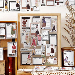 6pcs Literary Style Stickers Meeting Record Dressing Pattern for DIY Journal