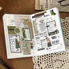 6pcs Literary Style Stickers Meeting Record Dressing Pattern for DIY Journal