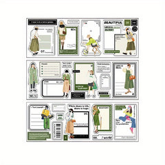 6pcs Literary Style Stickers Meeting Record Dressing Pattern for DIY Journal