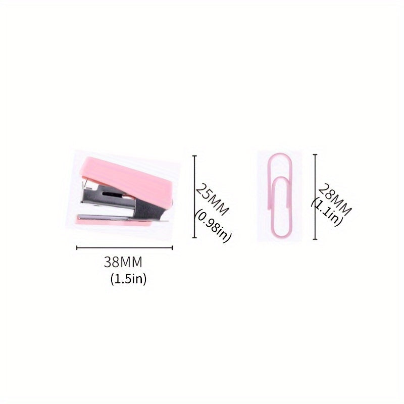 Macaron Mini Stapler & Student Stationery Combo Set