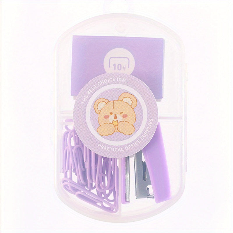 Macaron Mini Stapler & Student Stationery Combo Set