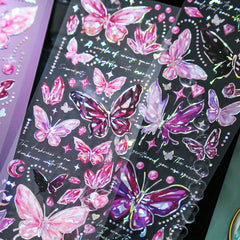 3 Sheets Butterfly Embossed Stickers, Light Retro Guka Journal DIY Decoration