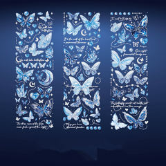 3 Sheets Butterfly Embossed Stickers, Light Retro Guka Journal DIY Decoration