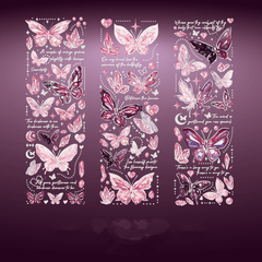 3 Sheets Butterfly Embossed Stickers, Light Retro Guka Journal DIY Decoration