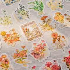20 Pcs Golden Foil Floral Stickers Variety Patterns DIY Decorat
