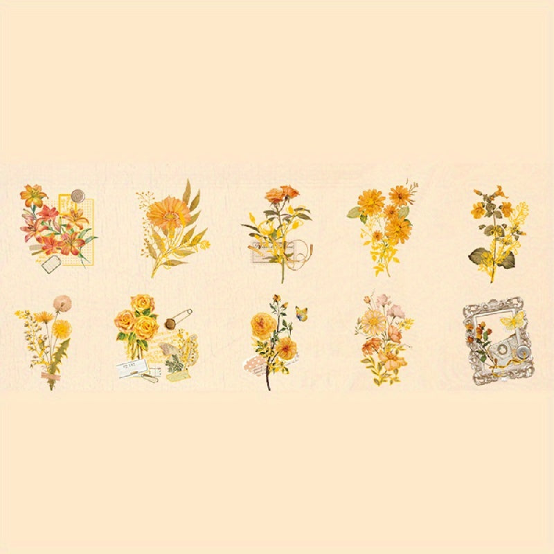 20 Pcs Golden Foil Floral Stickers Variety Patterns DIY Decorat