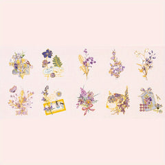 20 Pcs Golden Foil Floral Stickers Variety Patterns DIY Decorat