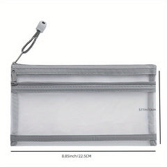 Double Layer Mesh Pencil Case Storage Bag Student Portable Pencil Case